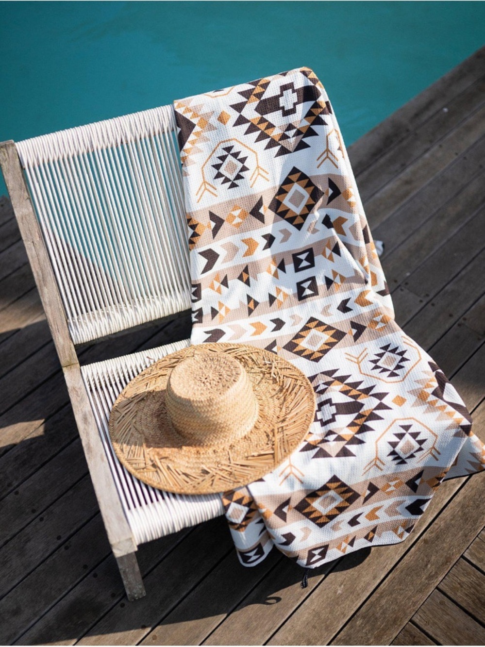 Tesalate Into the Wild Sand Free Geometric Beach Towel 63”x63” Picnic Blanket